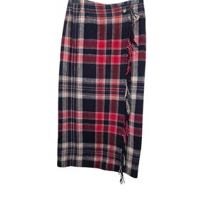 VTG Eddie Bauer Women's 8 Multicolor Plaid Wool Blend Wrap Old Money Grad Skirt